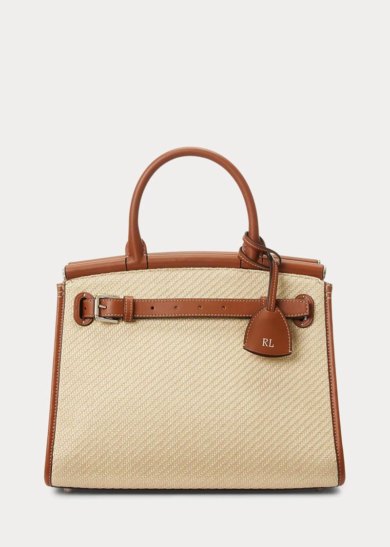 Bolso Ralph Lauren Mujer Raffia & Calfskin Medium Rl50 Hand Chile Beige XWIEY-4850